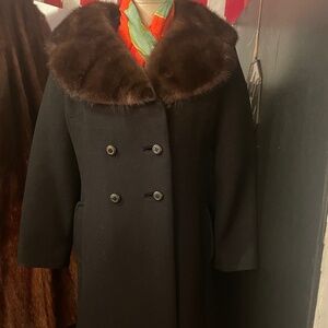 Wool Coat with Mink Collar 1960s